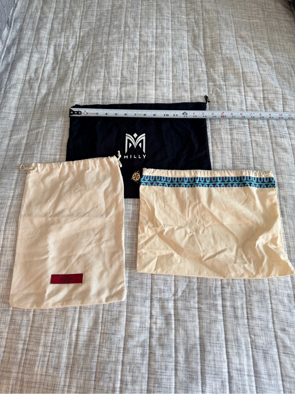 Milly, Tory Burch and Valentino Black and Cream Dust Bag Set